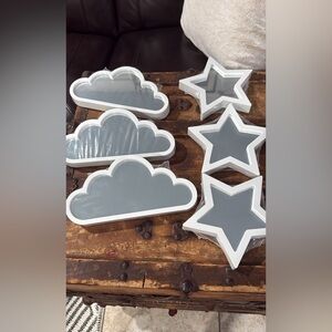 Cloud and Star Shaped Wall Mirrors